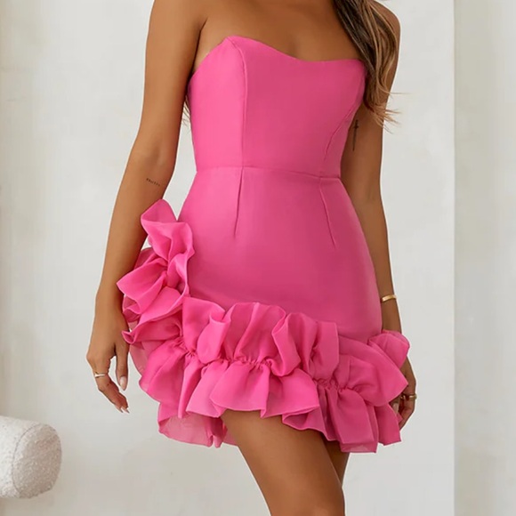 Pink Strapless Dress, Size M, Brand New - Picture 2 of 3